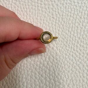 Julie Vos Dainty Iridescent Slate Hammered Gold Stack Ring Size 6